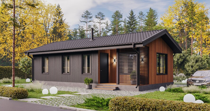 3D визуализация каркасного дома 12х6 м «Торнио» (72 м², 1 этаж) — фото 3