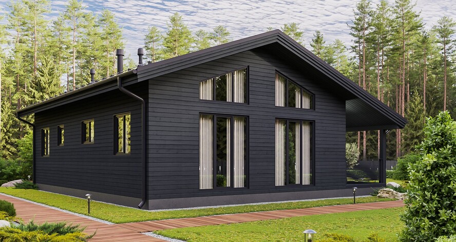 3D визуализация каркасного дома 11х7.5 м «Лофотен» (97 м², 1 этаж) — фото 8