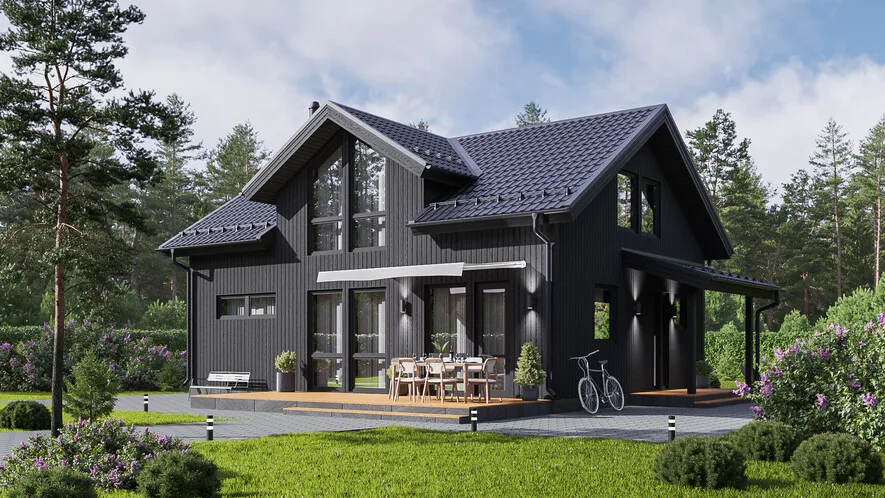 Каркасный дом «Сёльста» (12,5х11,5 м, 148 м², 2 этажа, 3 спальни) — проект под ключ от СК Русские просторы